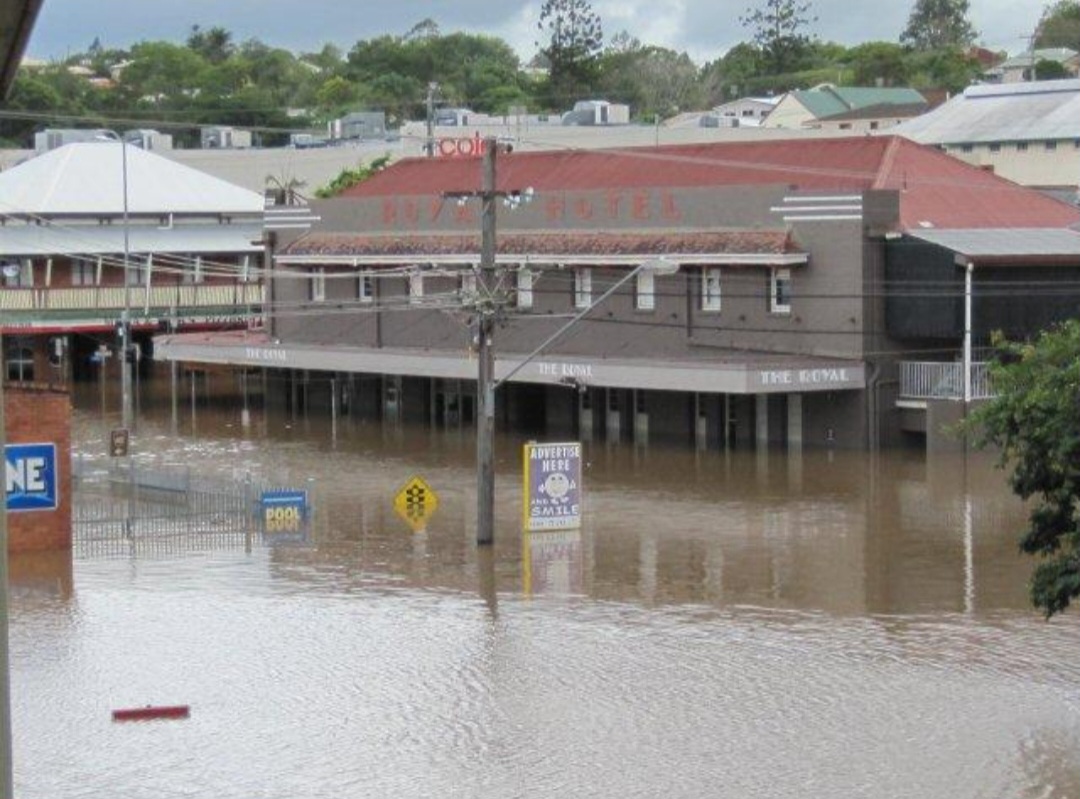The Royal Hotel deep in floodwater in a recent Gympie flood